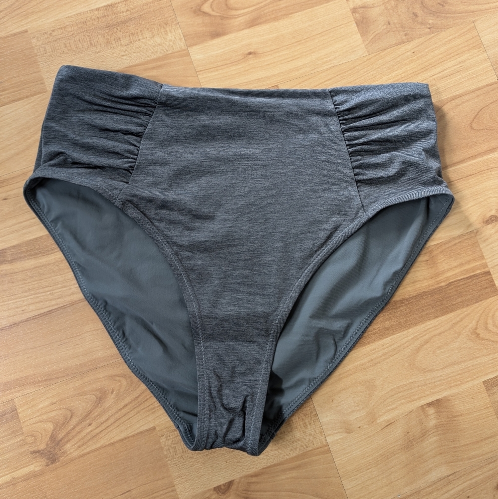 NWOT Athleta Silver Gray Aqualuxe High Waist Swim Bottom S